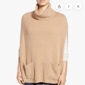 euc halogen cashmere turtleneck poncho